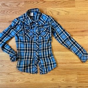 True Religion Western Flannel Pearl Snap Shirt (size M, fits Sm)